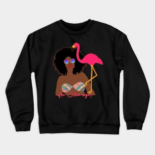 Afro-GLAM-ingo! Glamorous Woman in Bikini | Cherie's Art(c)2022 Crewneck Sweatshirt